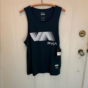 Men’s RVCA Green Tank with White Logo NWT
